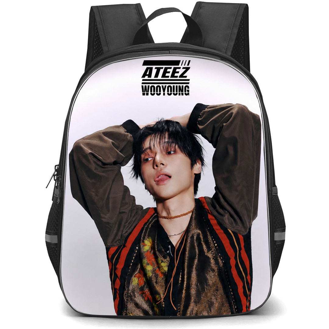 ATEEZ Wooyoung Backpack School Bag StudentPack - Wooyoung Hands On Head Poster