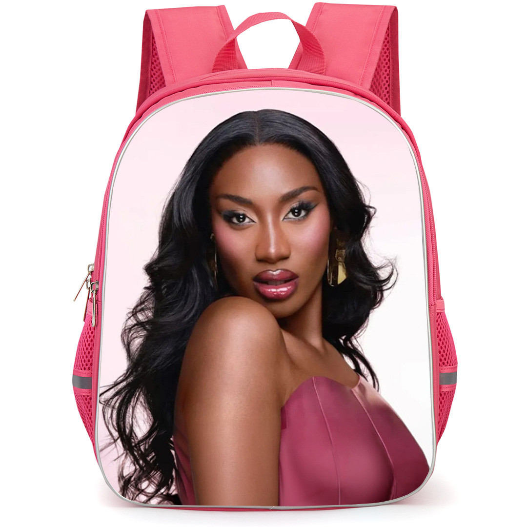 Aya Nakamura Backpack School Bag StudentPack - Aya Nakamura Side Portrait Pink Background