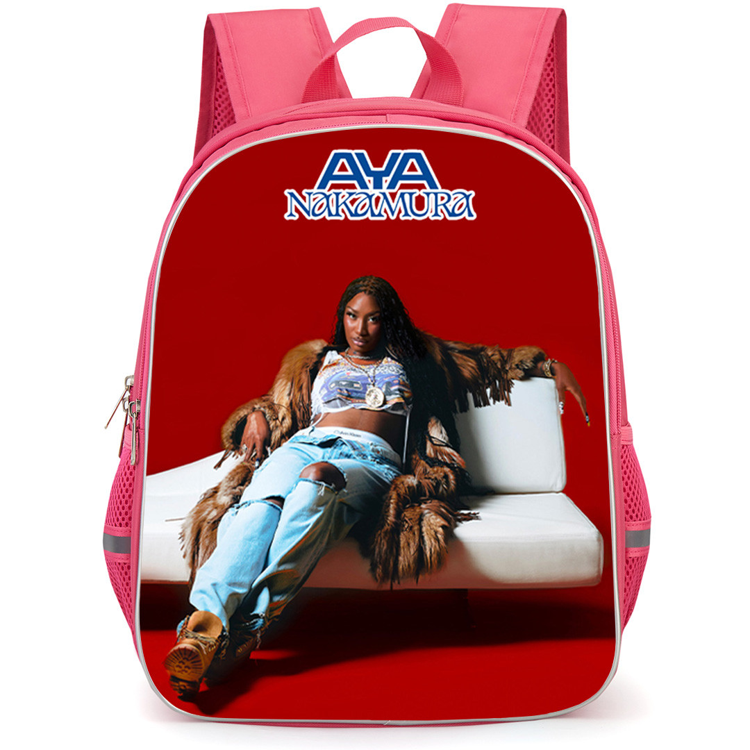 Aya Nakamura Backpack School Bag StudentPack - Aya Nakamura Sitting Red Background Billboard France Magazine Cover