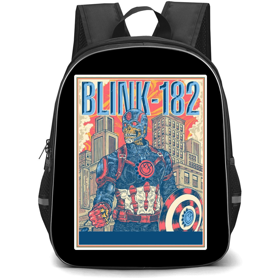Blink-182 Backpack School Bag StudentPack - Captain America Illustration Band Poster