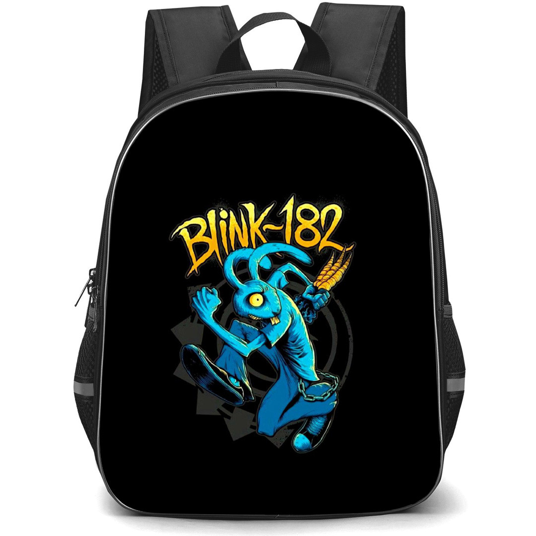 Blink-182 Backpack School Bag StudentPack - Rabbit Series Illustration Art In Black Background