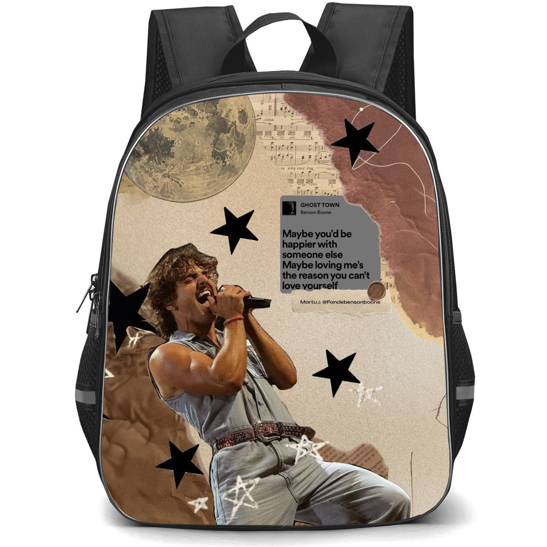 Benson Boone Backpack School Bag StudentPack - Benson Boone Collage Lyrics Background