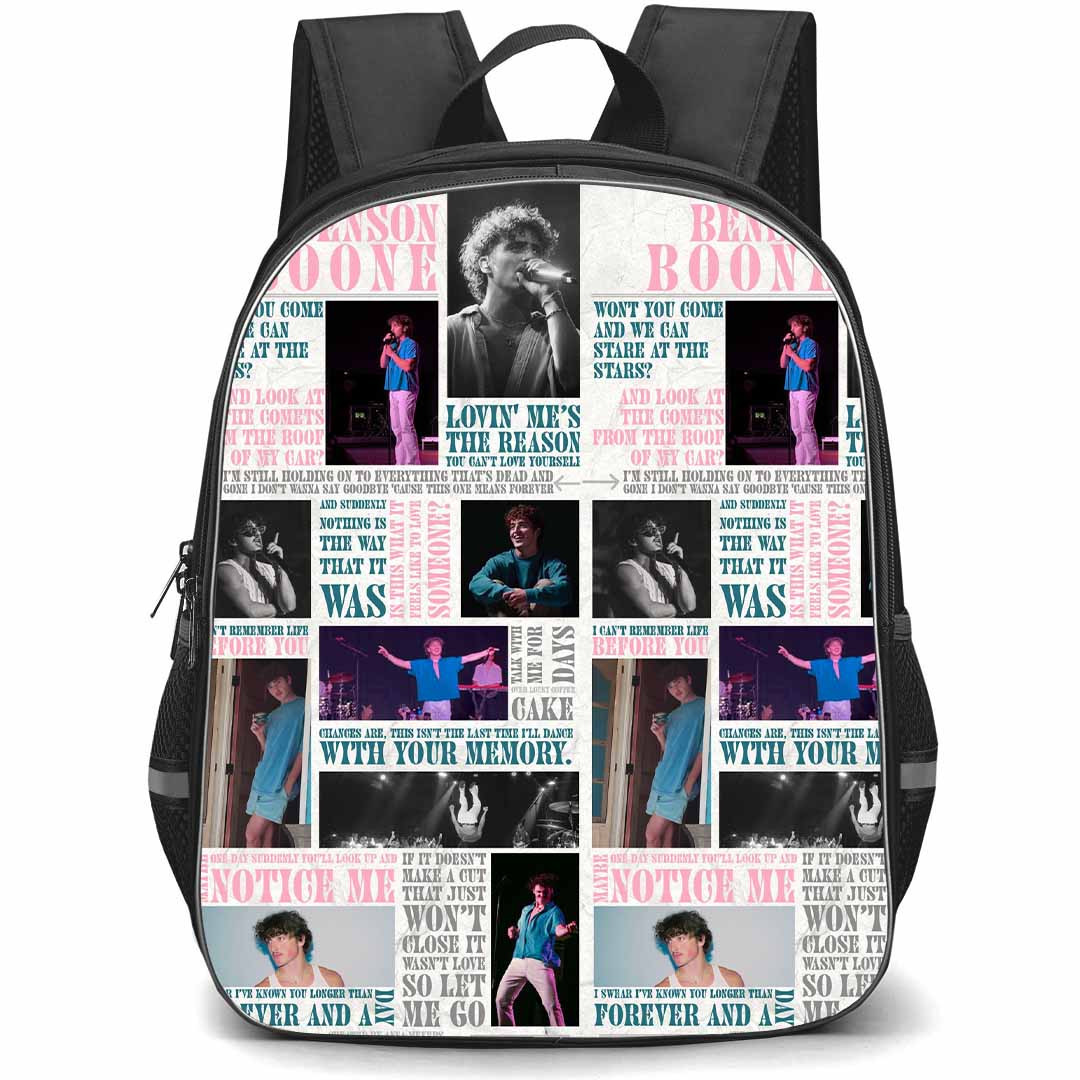 Benson Boone Backpack StudentPack - Benson Boone Portrait And Lyrics Poster