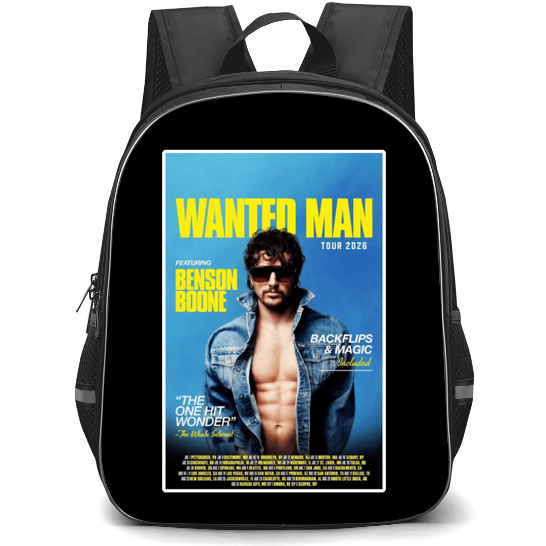 Benson Boone Backpack School Bag StudentPack - Benson Boone Wanted Man Tour 2026 Poster