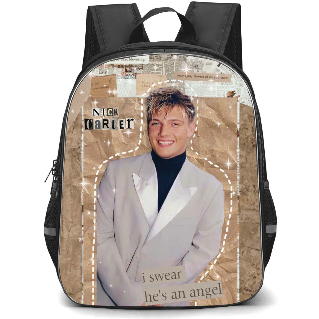 Backstreet Boys Nick Carter Backpack StudentPack - Nick Carter I Swear He is An Angel Portrait On Paper Background