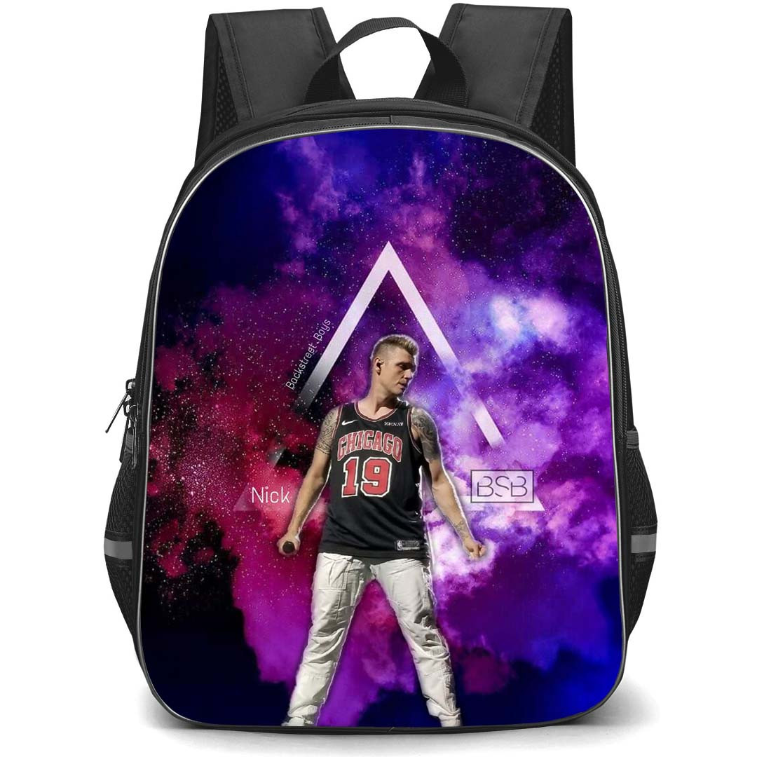 Backstreet Boys Nick Carter Backpack StudentPack - Nick Carter Performing On Galaxy Background