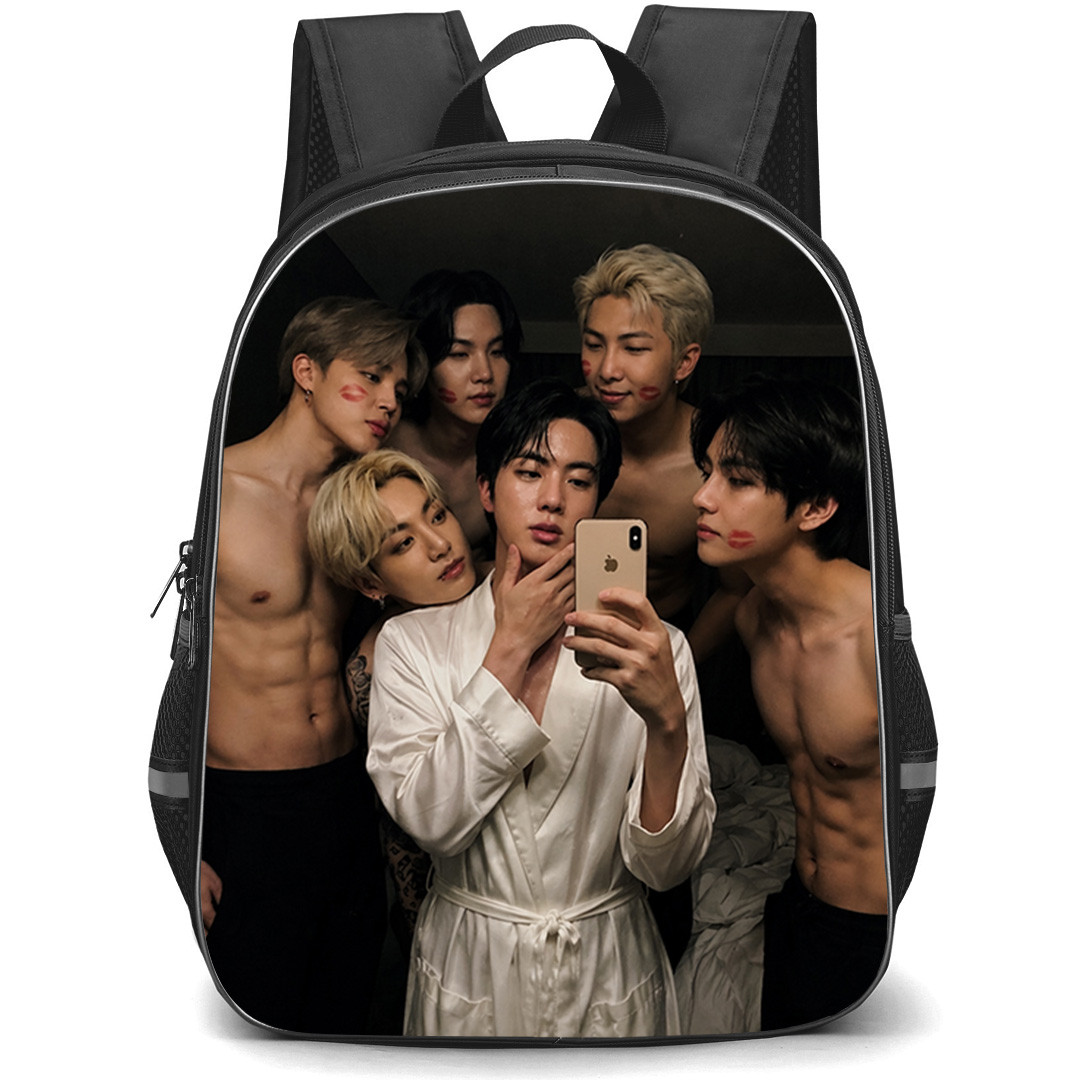 BTS Backpack School Bag StudentPack - BTS Funny Lip Print Group Poster