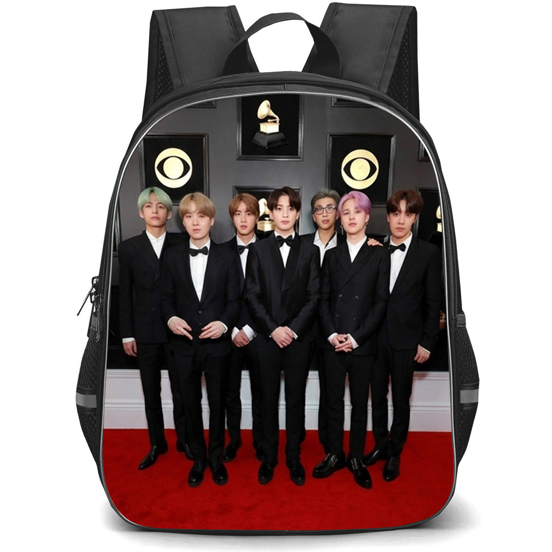 BTS Backpack School Bag StudentPack - BTS At Grammys Music Awards Red Carpet Poster