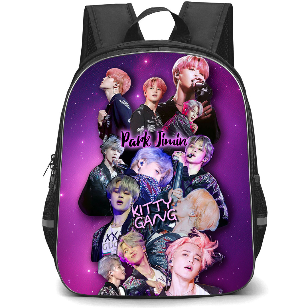 BTS Jimin Backpack School Bag StudentPack - Jimin Kitty Gang Pink Black Collage Poster