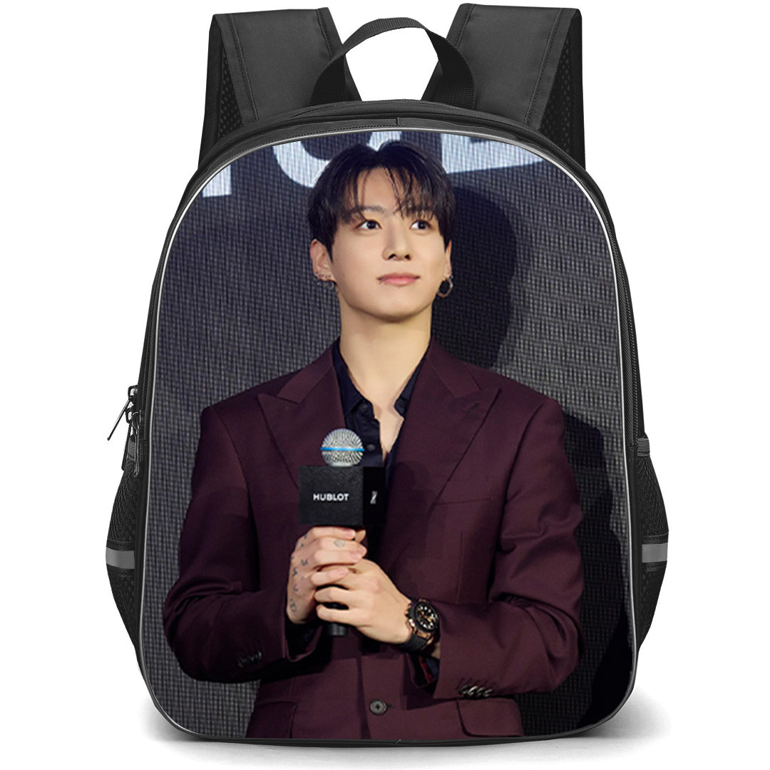 BTS Jung Kook Backpack School Bag StudentPack - Jung Kook Wears Maroon Suit Hublot Event Poster