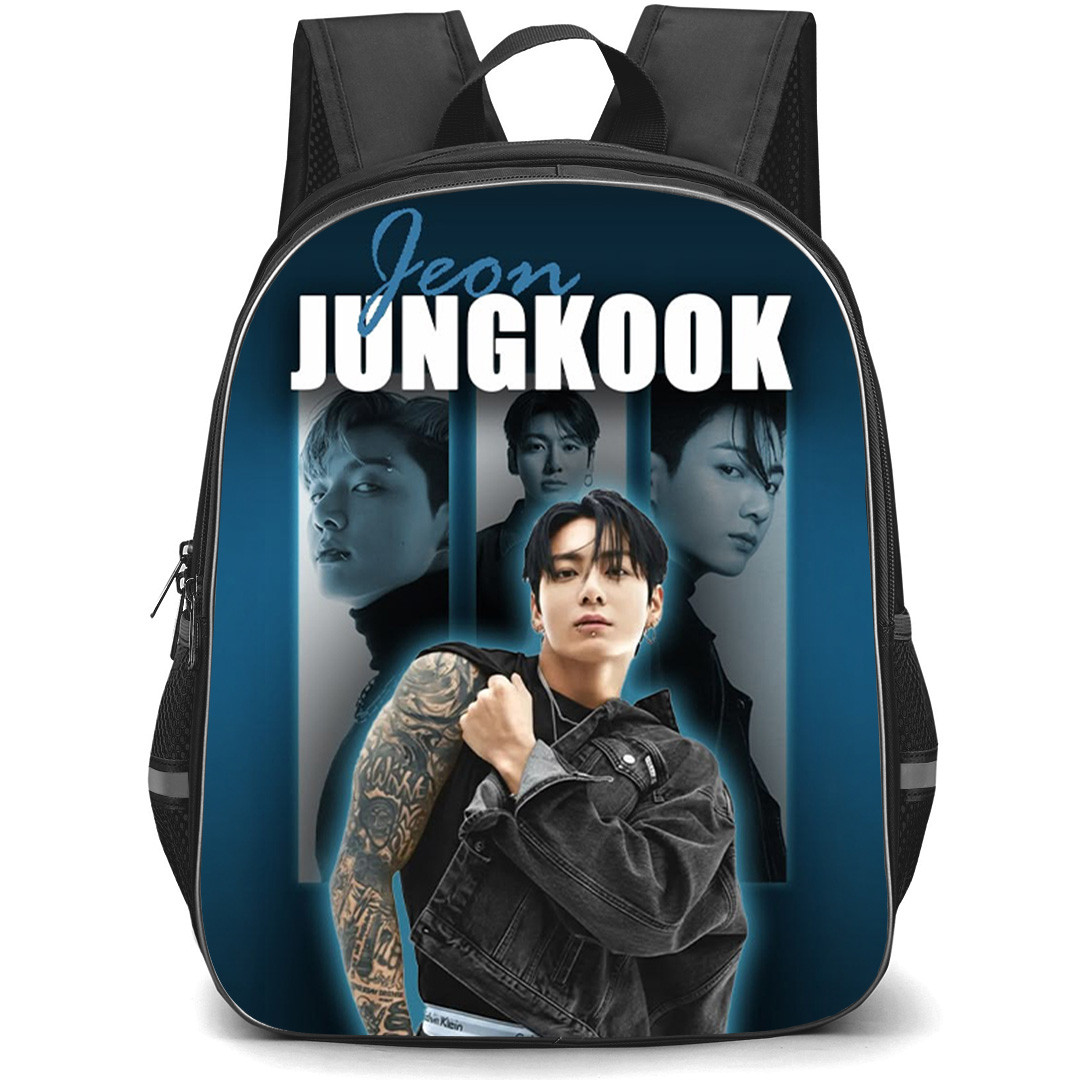 BTS Jungkook Backpack School Bag StudentPack - Jeon Jungkook Cinematic Blue Glow Poster