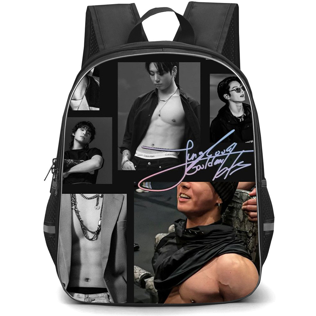 BTS Jungkook Backpack School Bag StudentPack - Jeon Jungkook Square Collage Poster