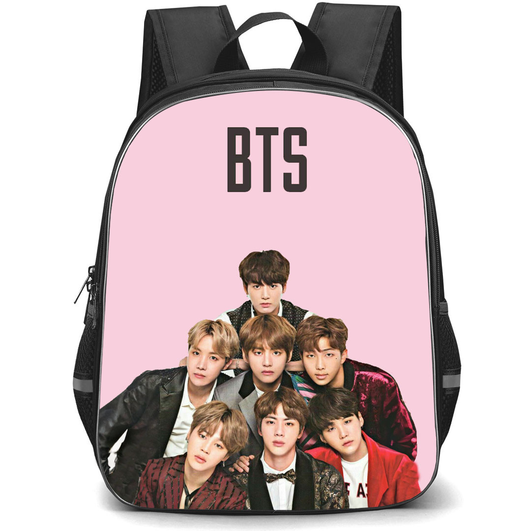 BTS Backpack StudentPack - BTS Members On Pink Background