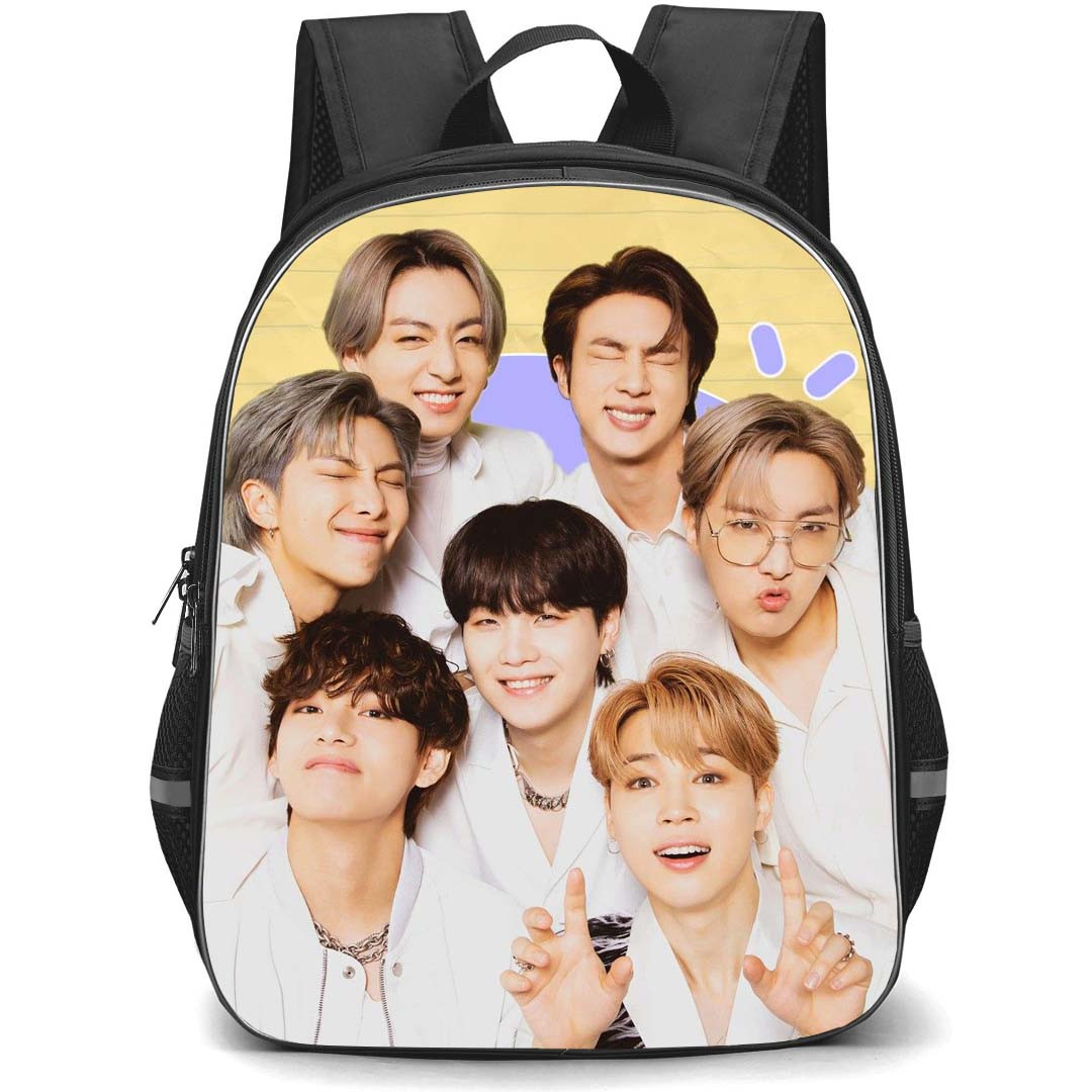 BTS Backpack StudentPack - BTS Members On Yellow Background