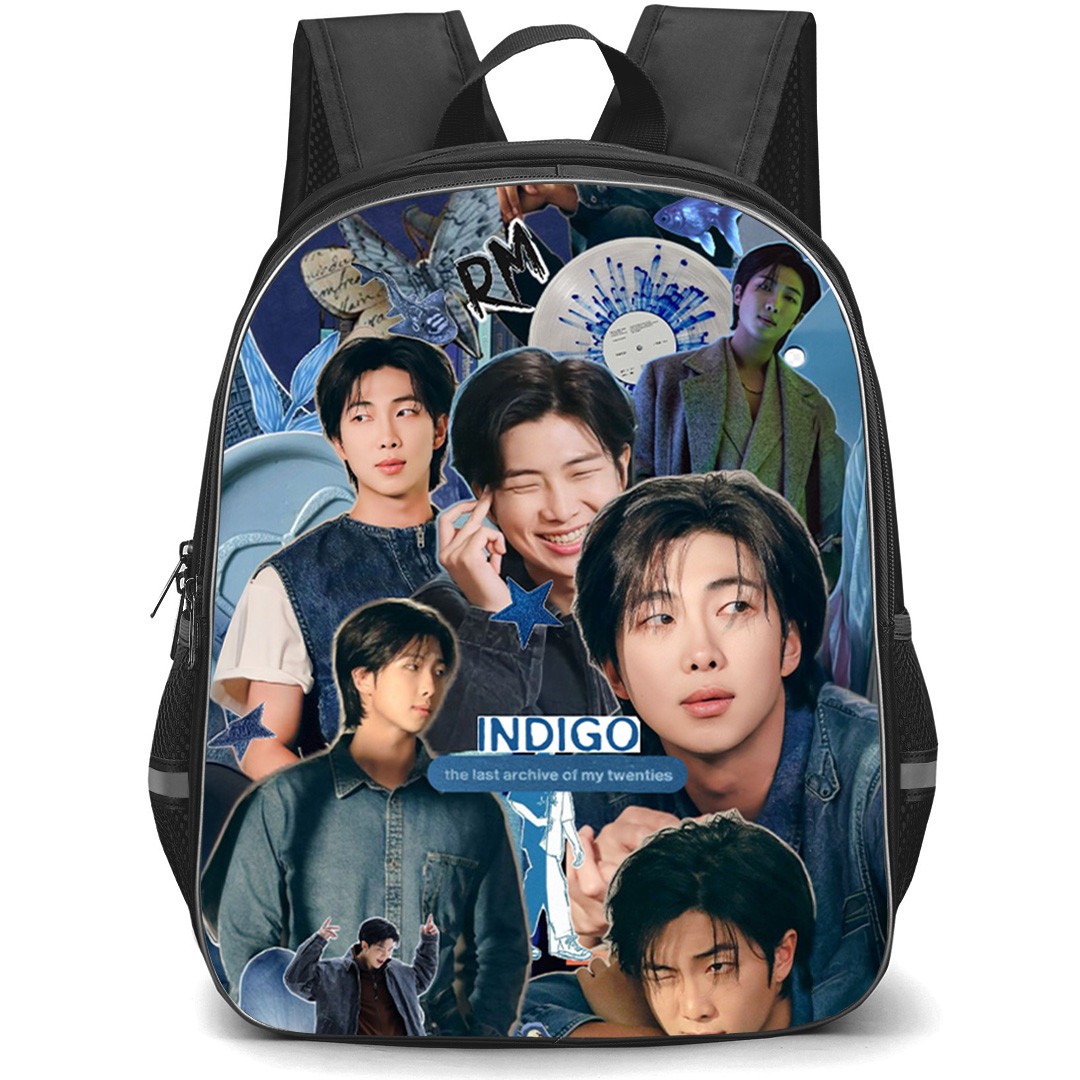 BTS RM Backpack School Bag StudentPack - RM Indigo Blue Aesthetic Collage Poster