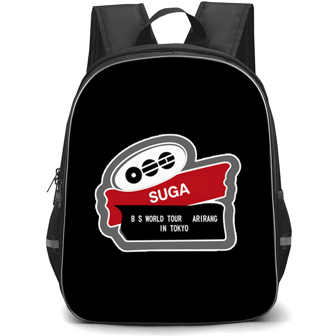 BTS SUGA Backpack School Bag StudentPack - SUGA World Tour Acrylic Pins Badge Sticker