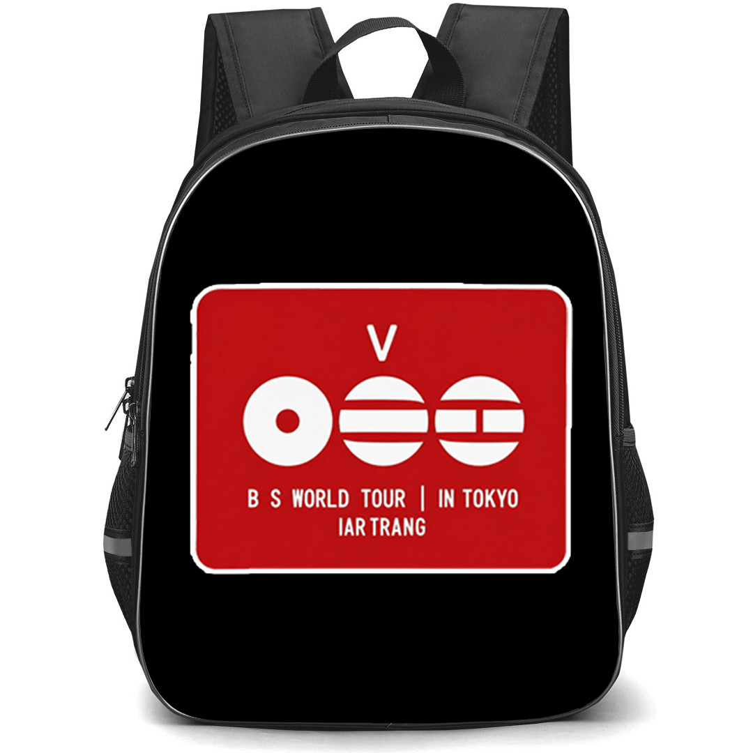 BTS V Backpack School Bag StudentPack - V World Tour Acrylic Pins Badge Sticker