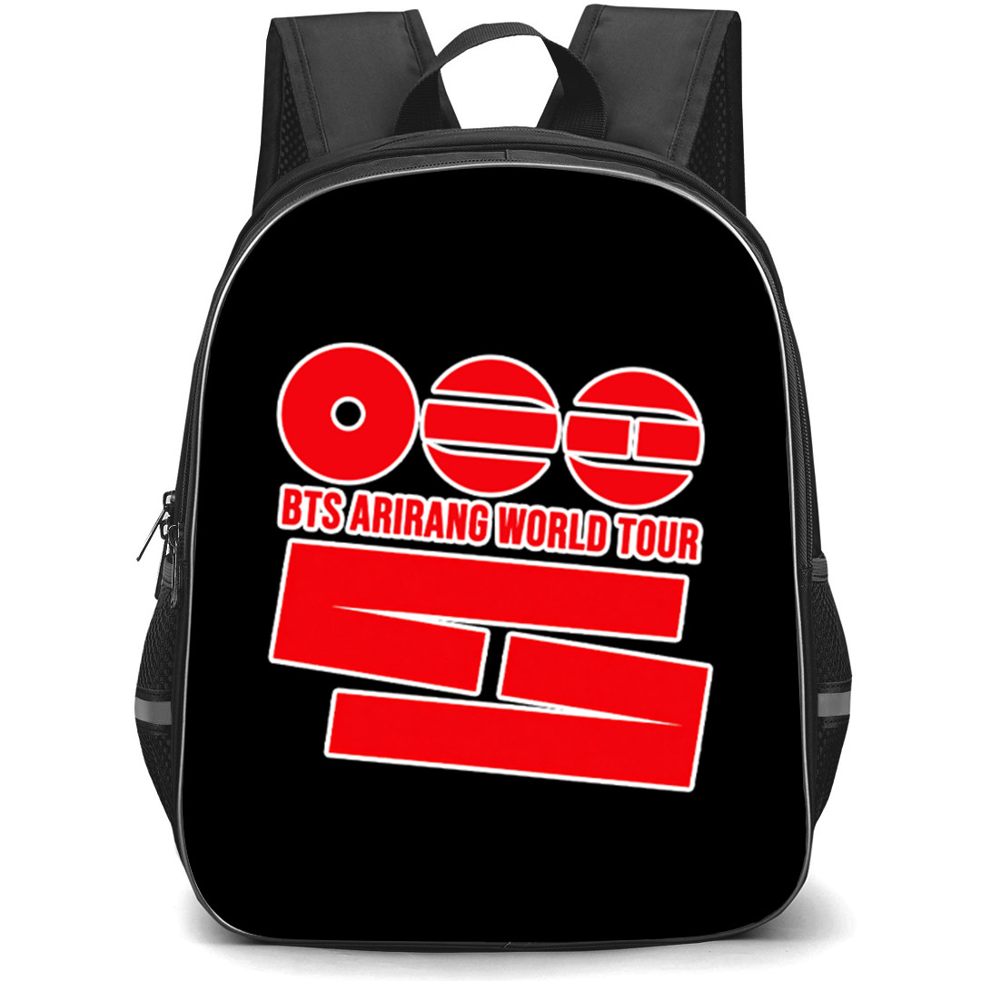 BTS Backpack School Bag StudentPack - BTS World Tour Red Straps Logo Sticker