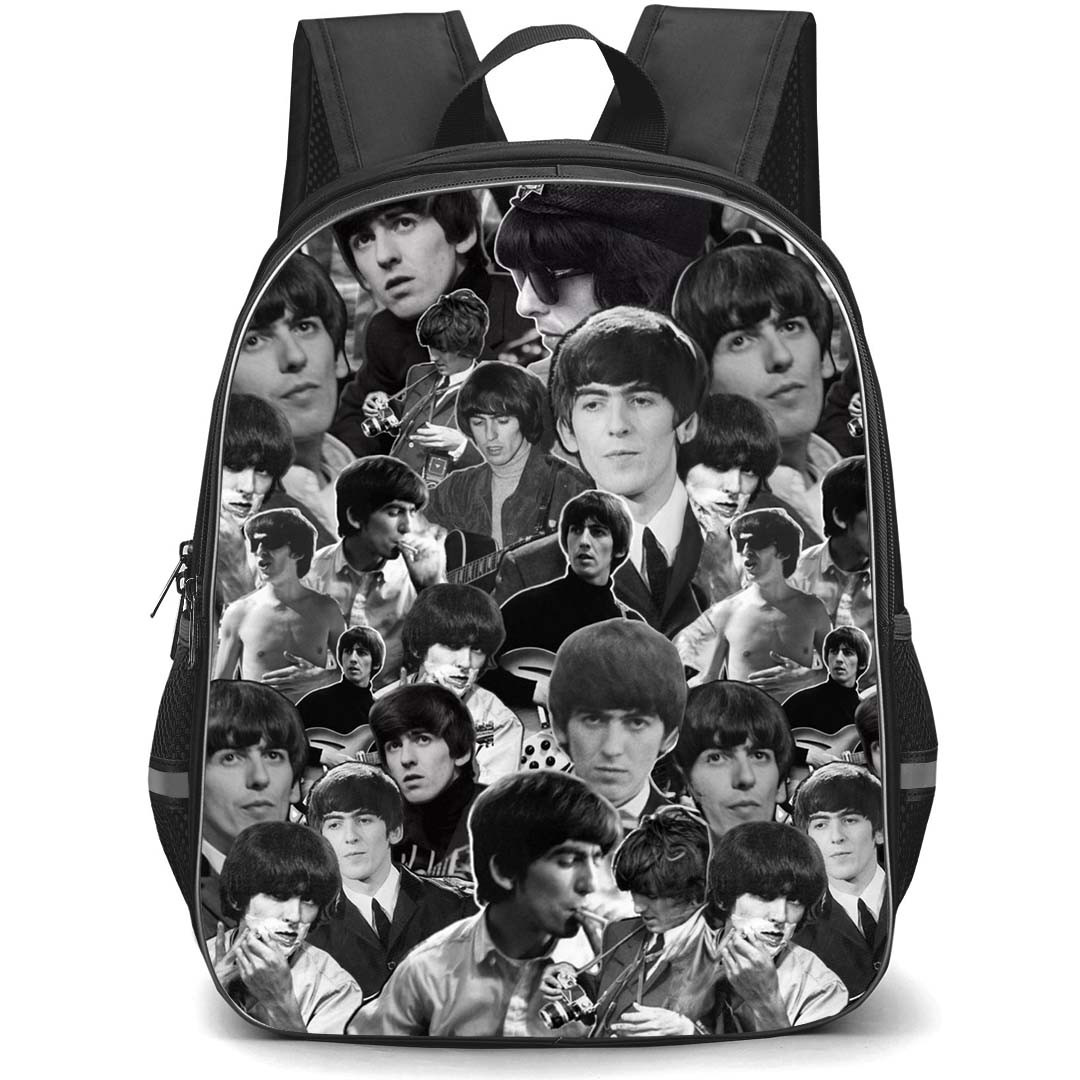 The Beatles George Harrison Backpack StudentPack - The Beatles George Harrison Grayscale Collage Poster
