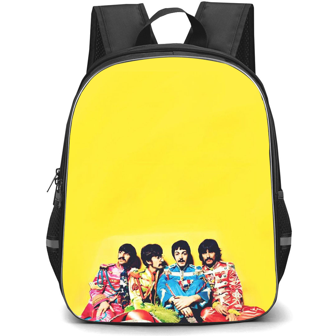 The Beatles Backpack StudentPack - The Beatles Group Member Sitting On Yellow Retro Poster