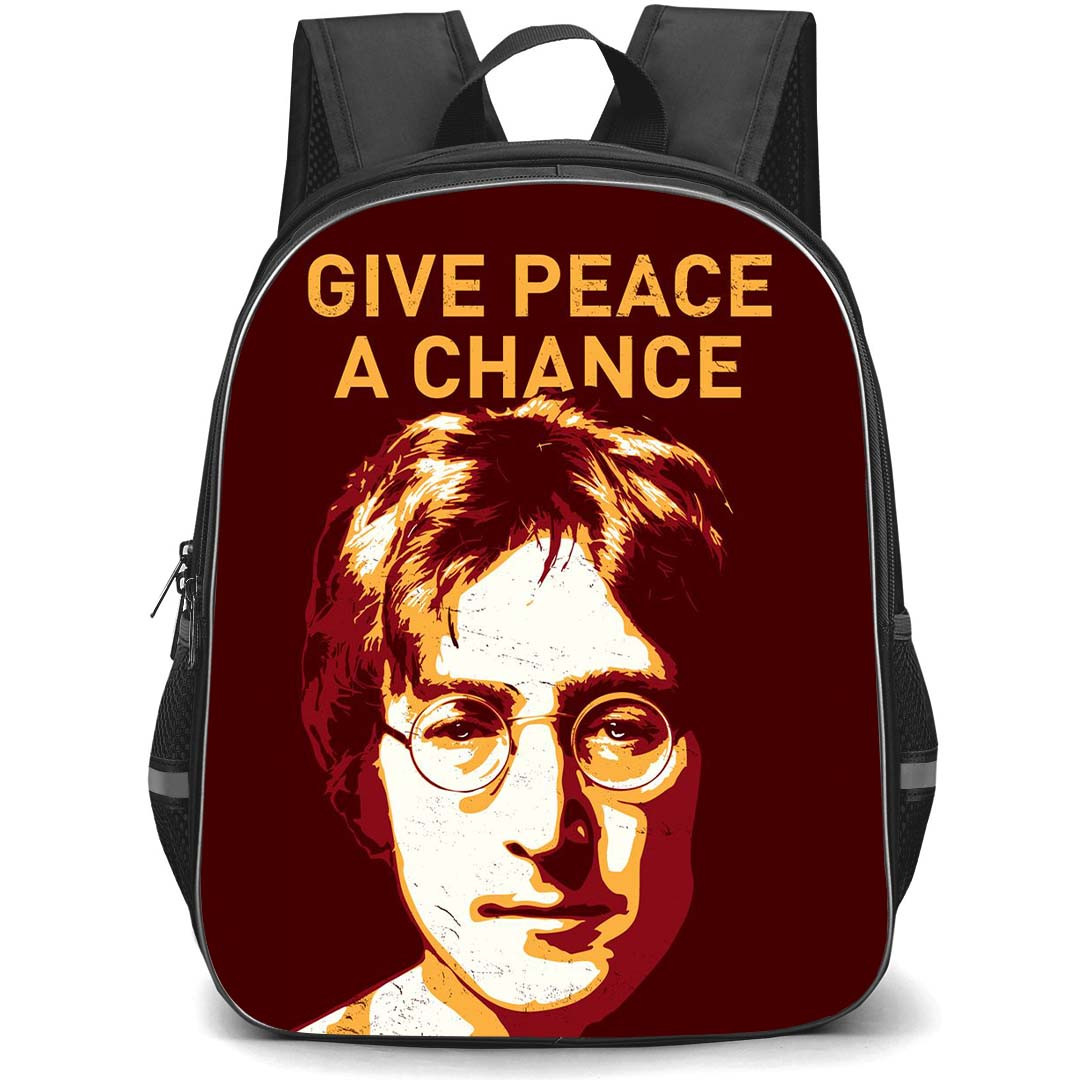The Beatles John Lennon Backpack StudentPack - The Beatles John Lennon Give Peach A Chance Vector Art