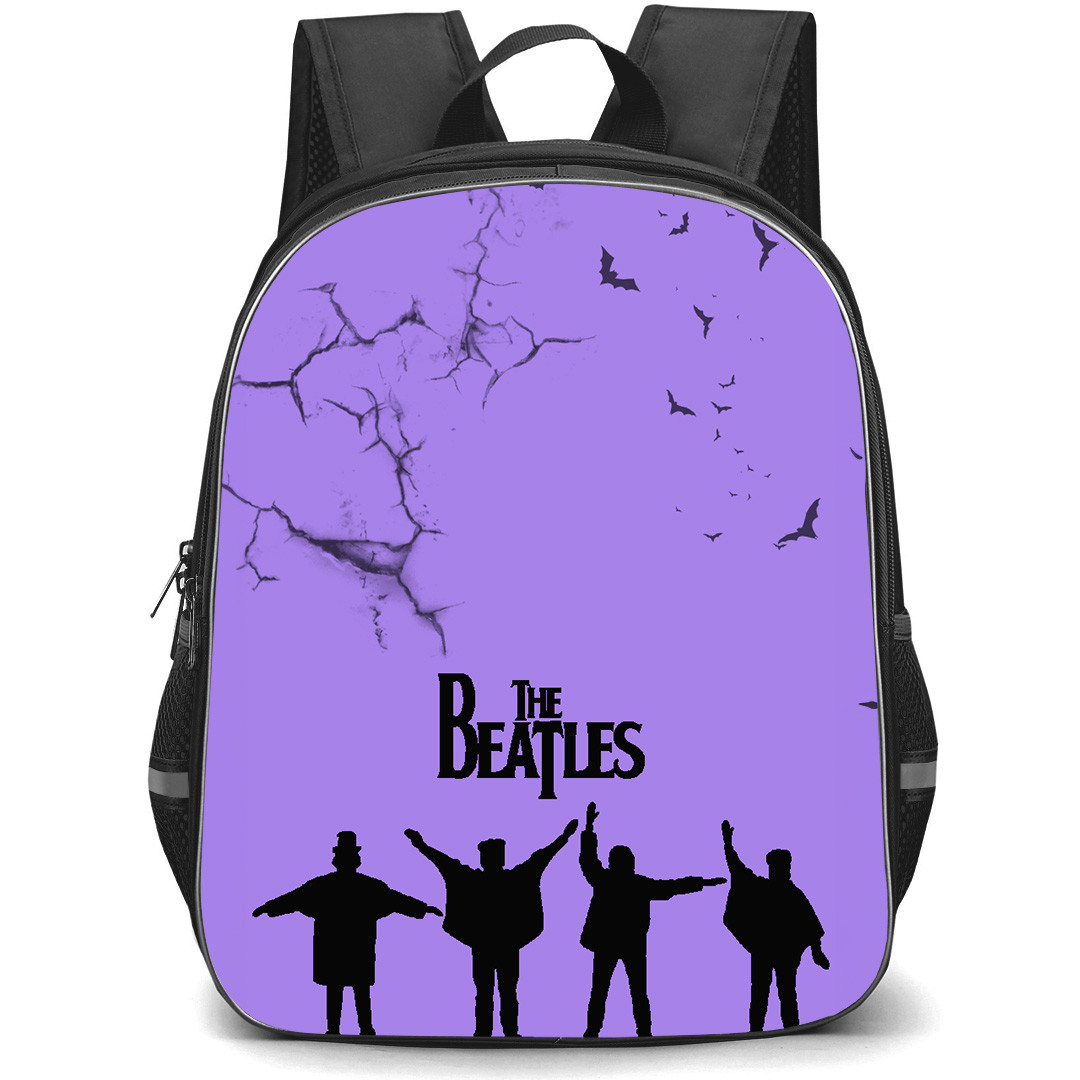 The Beatles Backpack StudentPack - The Beatles Music Band Silhouette On Purple Background