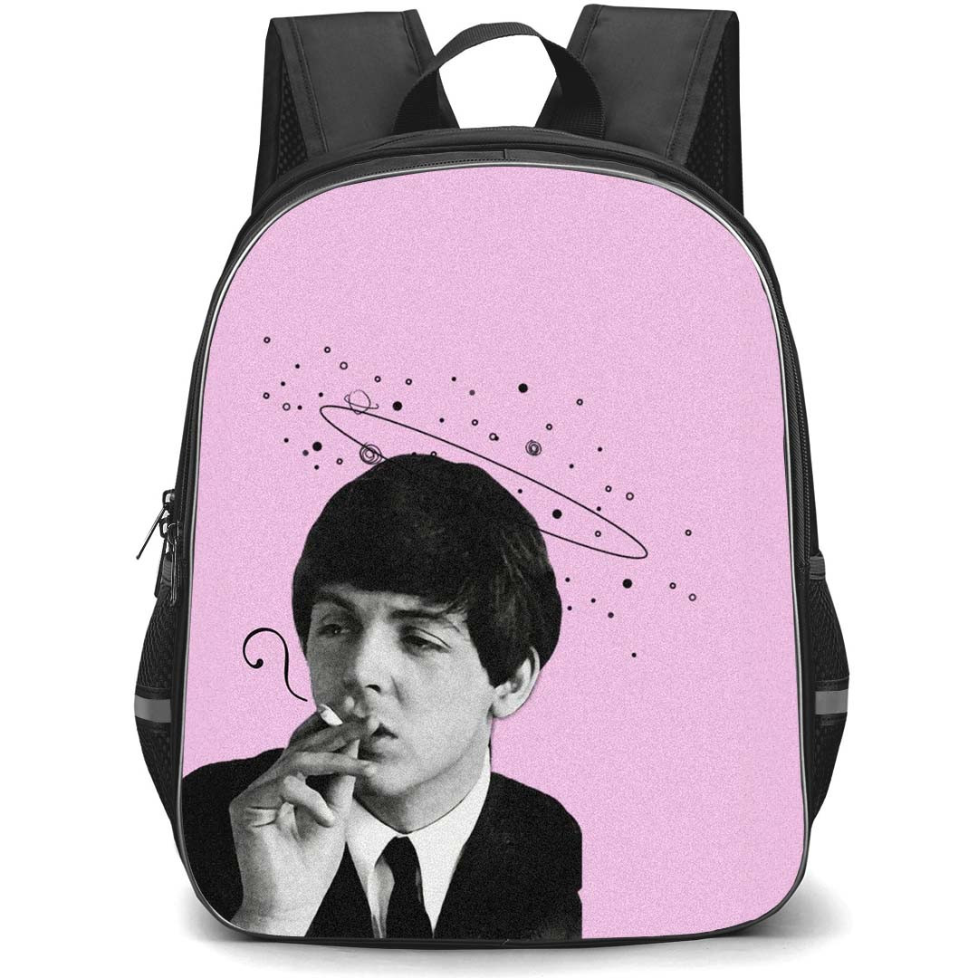 The Beatles Paul McCartney Backpack StudentPack - The Beatles Paul McCartney Smoking On Pink Background