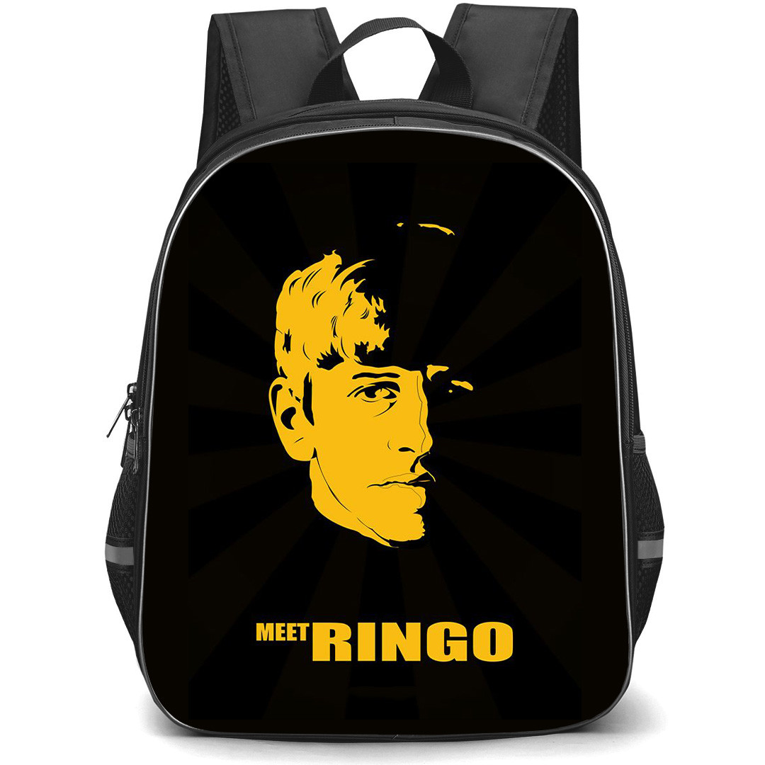 The Beatles Ringo Starr Backpack StudentPack - The Beatles Ringo Starr Meet Ringo Yellow Black Illustrtion Art