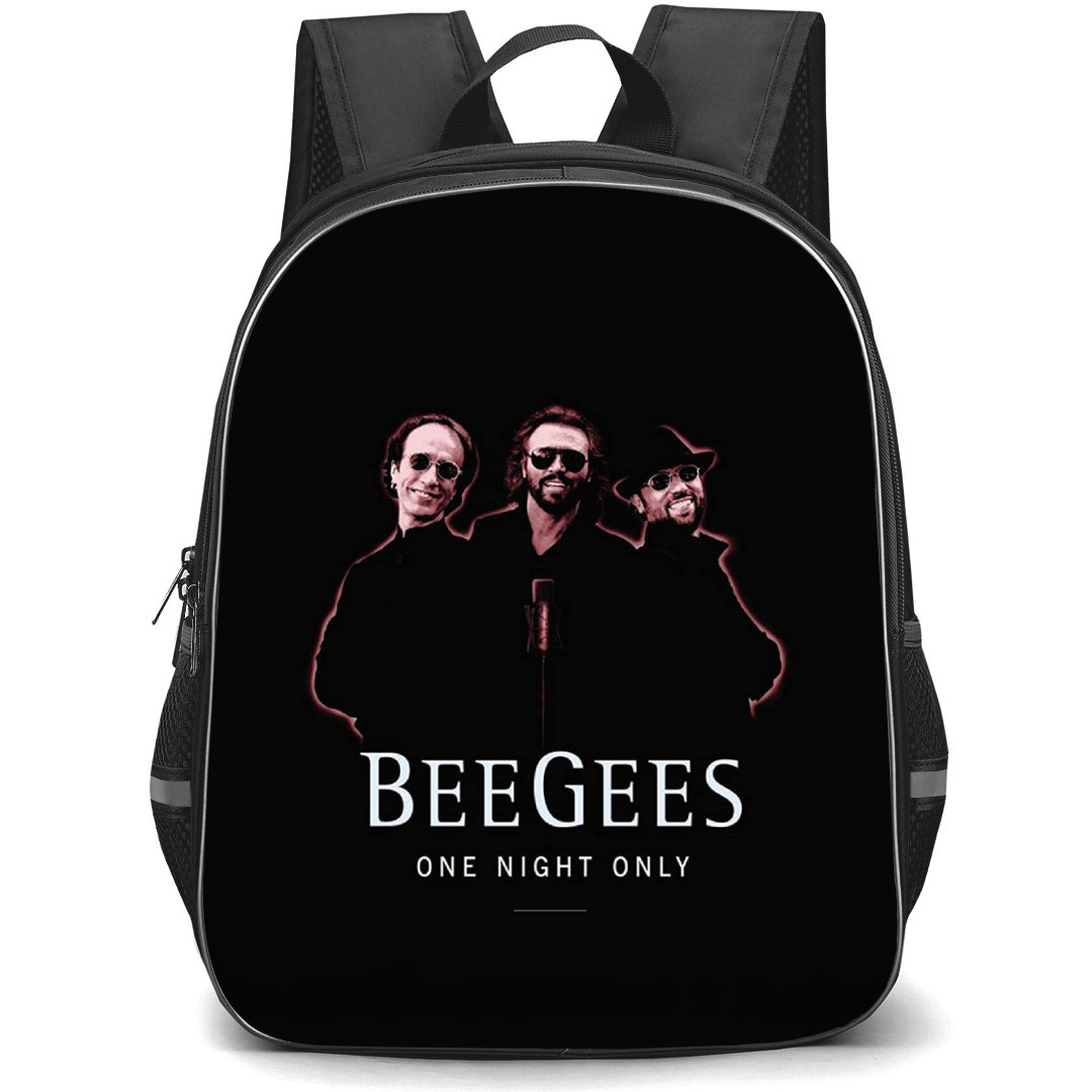 Bee Gees Backpack School Bag StudentPack - One Night Only Poster In Black Background