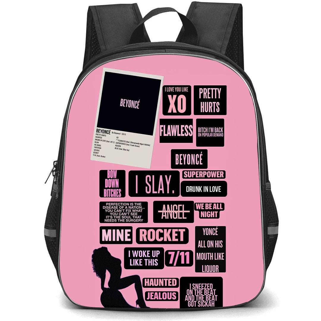 Beyonce Backpack StudentPack - Beyonce Lyrics Collage Pink Background