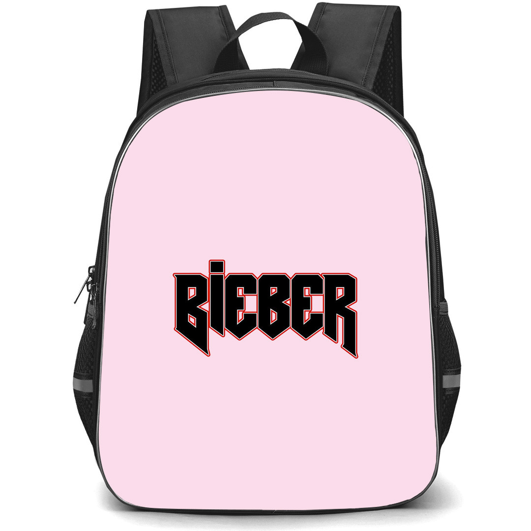 Justin Bieber Backpack StudentPack - Justin Bieber Logo On Pink Background