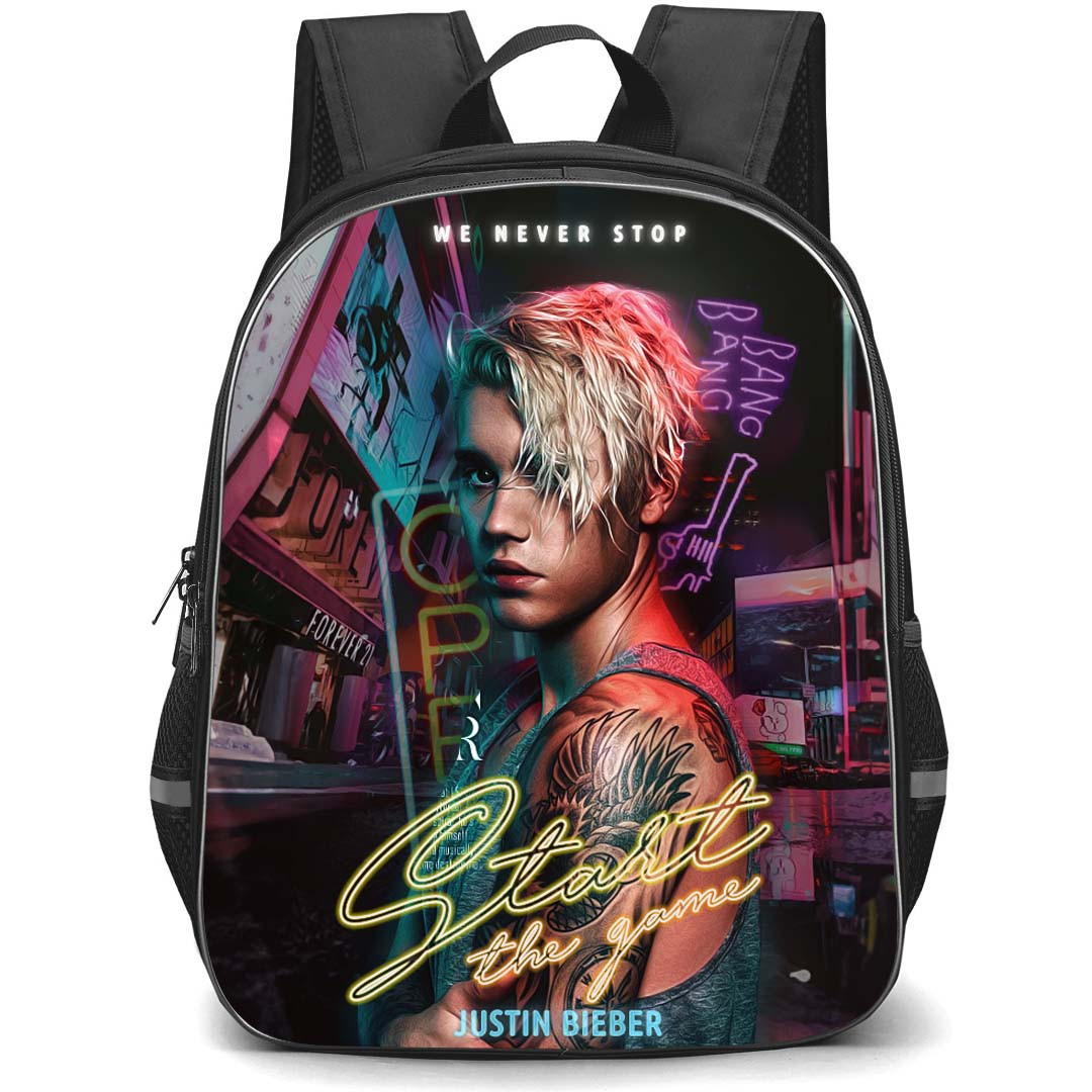 Justin Bieber Backpack StudentPack - Justin Bieber Side Portrait Start The Game Poster