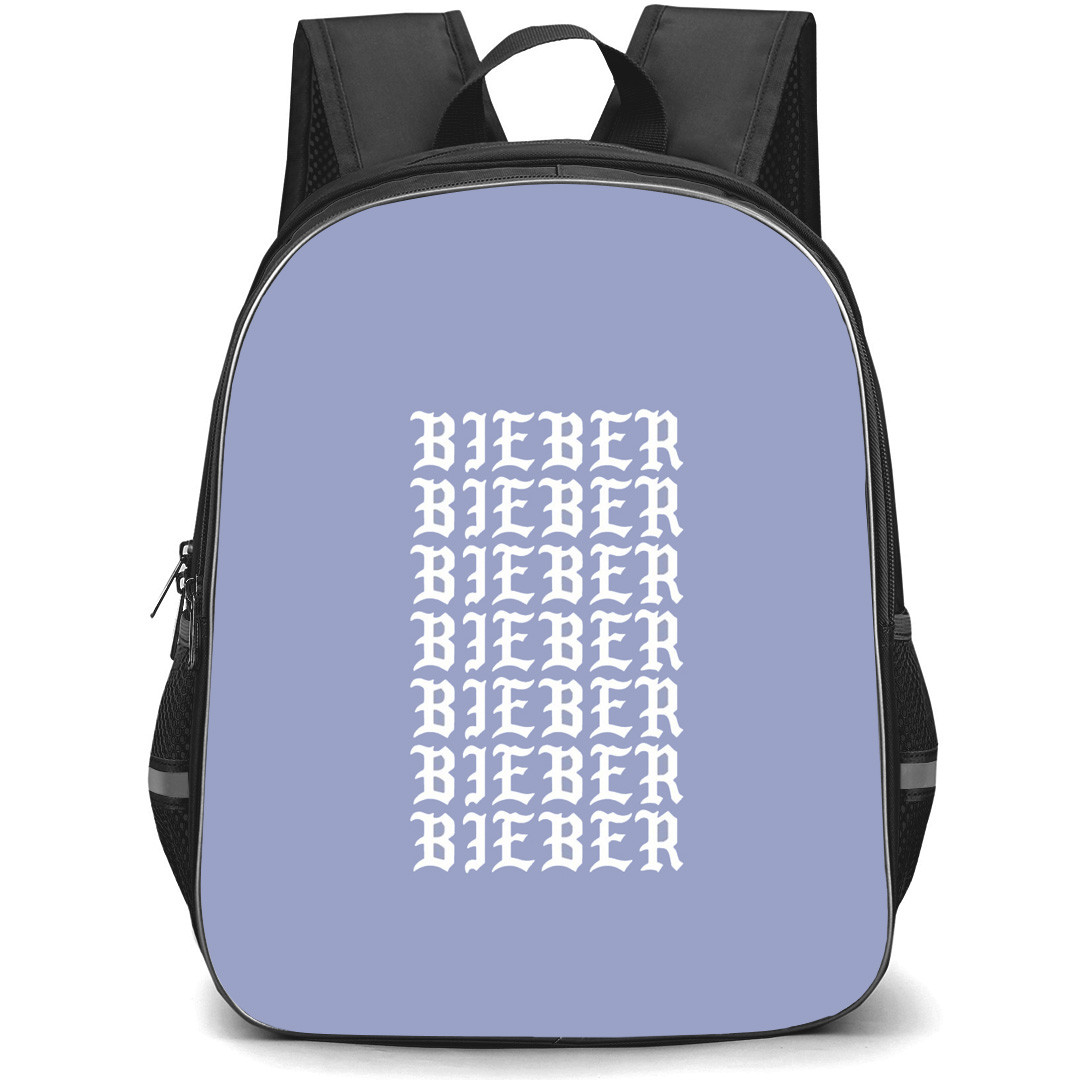 Justin Bieber Backpack StudentPack - Justin Bieber Word Art On Purple Background