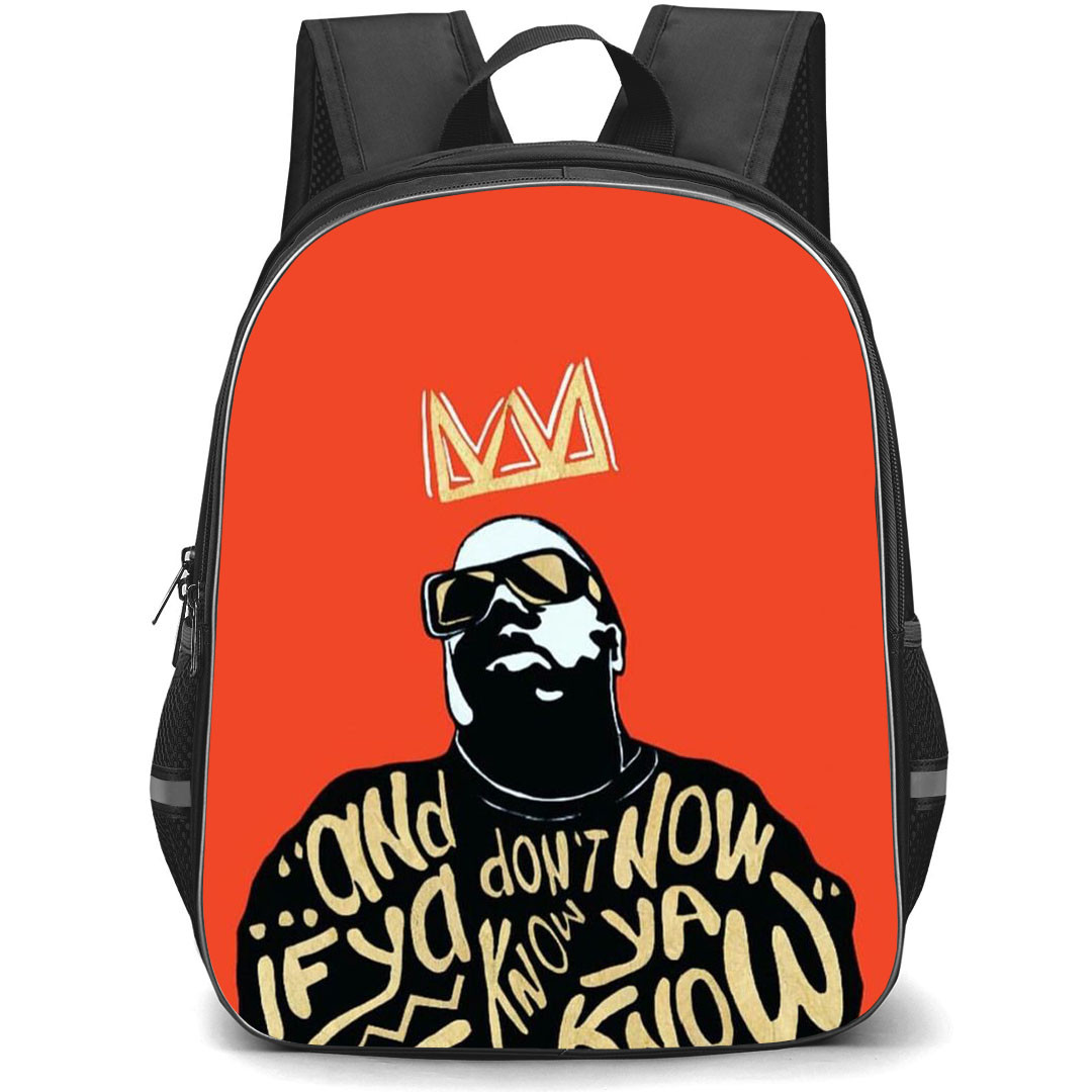 Biggie Smalls Backpack StudentPack - Biggie Smalls The King of New York Illustration Art On Orange Background