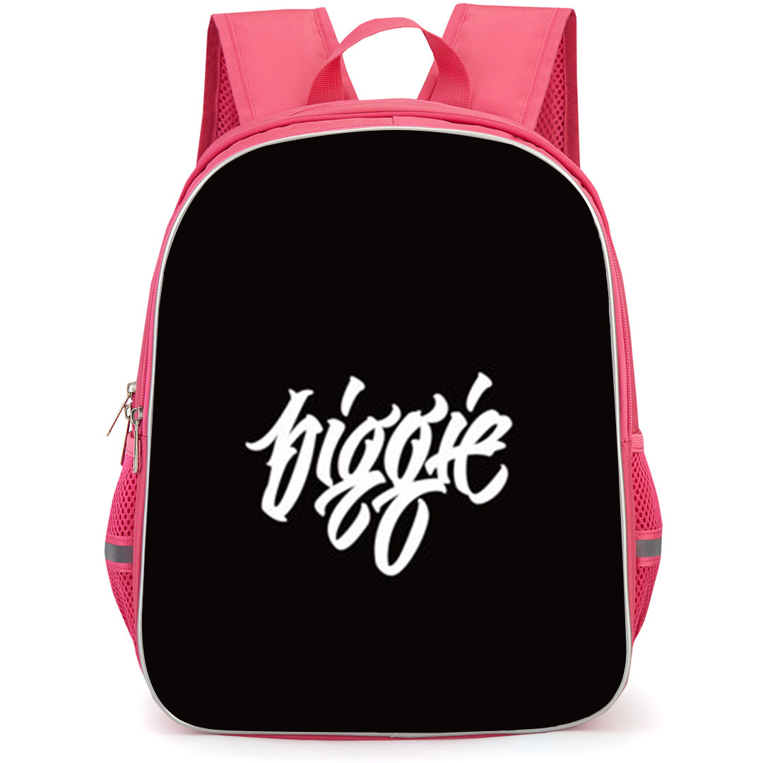 Biggie Smalls Backpack StudentPack - Biggie Smalls Lettering Logo Design On Black Background