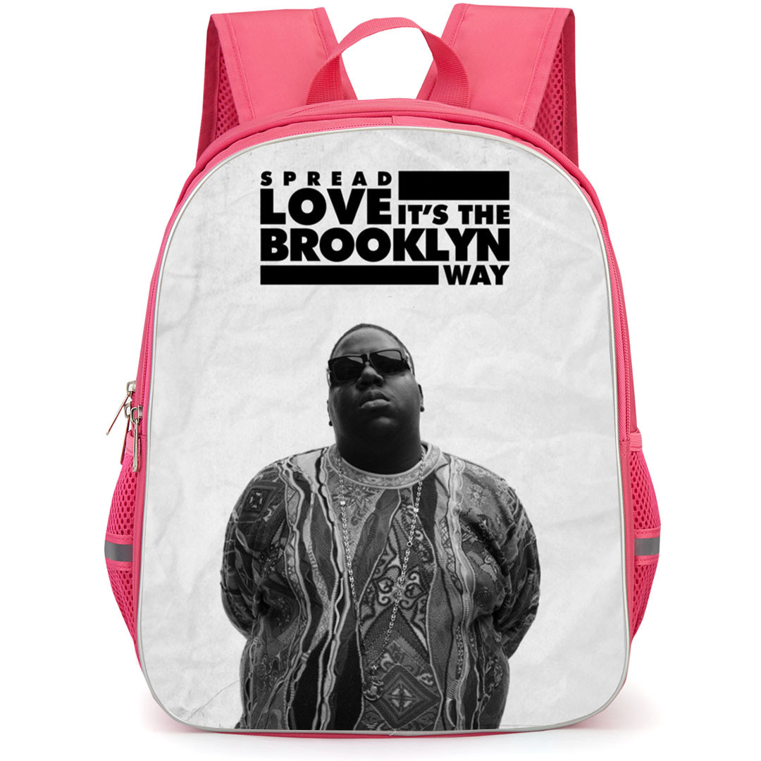 Biggie Smalls Backpack StudentPack - Biggie Smalls Spread Love Its The Brooklyn Way Grayscale Poster