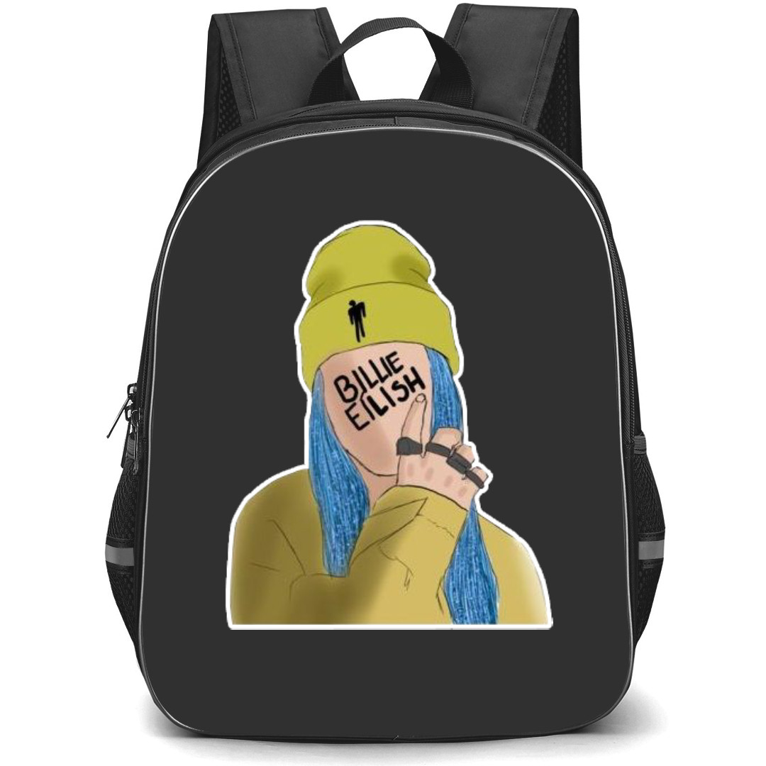Billie Eilish Backpack Student Pack - Beanie Hat Portrait Vector Art Sticker