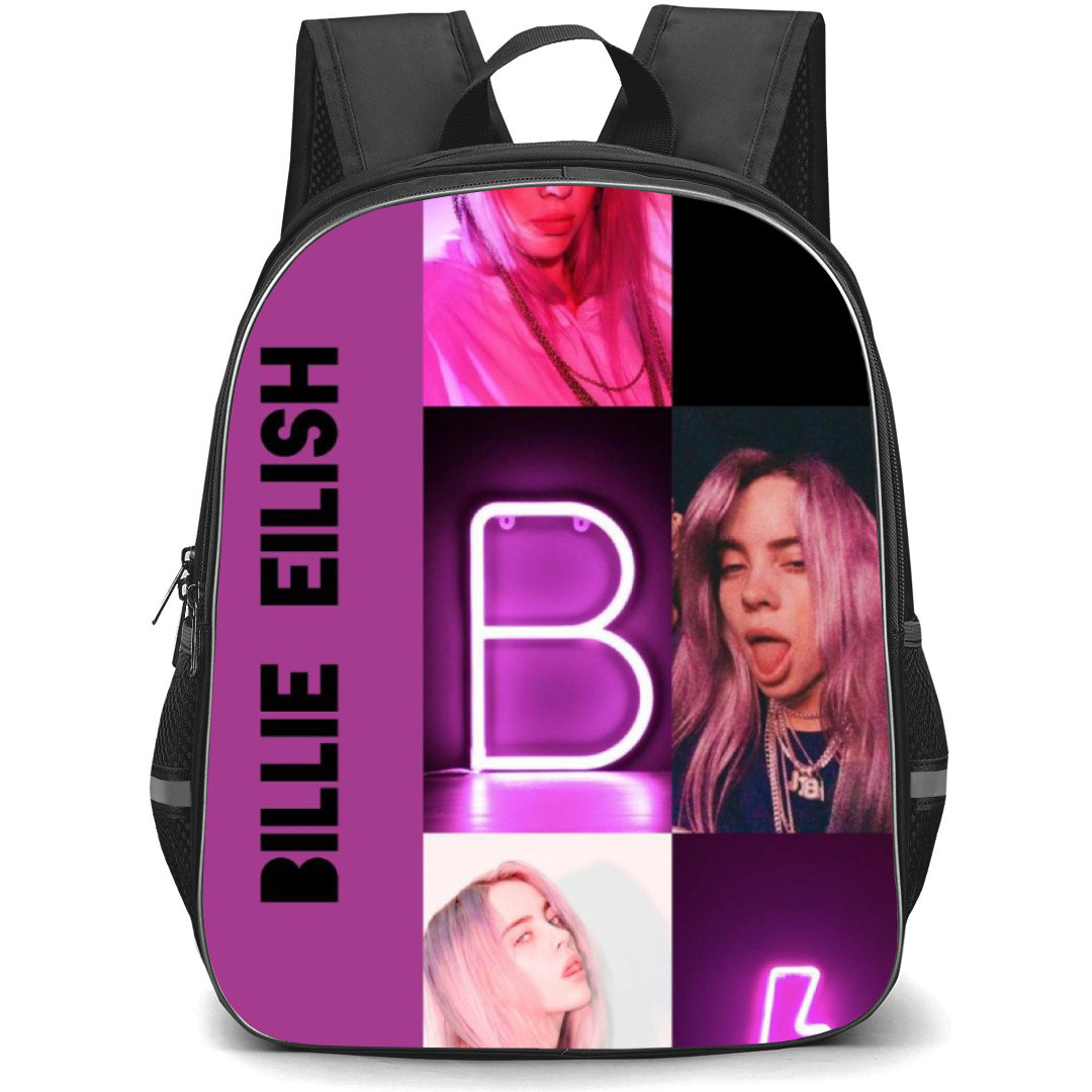 Billie Eilish Backpack Student Pack - Crown Purple Neon Collage