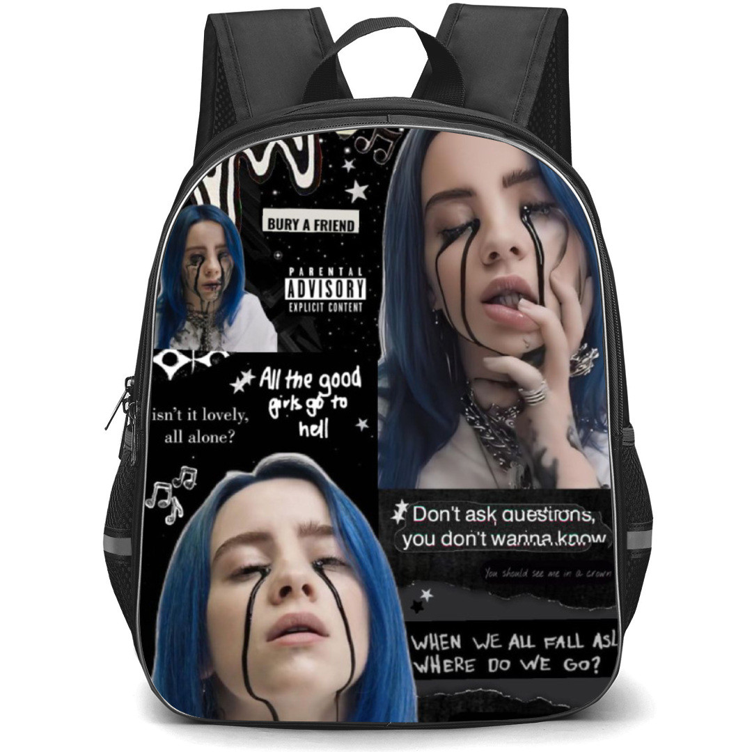 Billie Eilish Backpack Student Pack - Dont Ask Questions Quote Collage