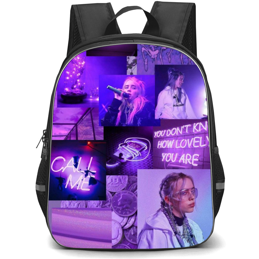 Billie Eilish Backpack Student Pack - Dont Know How Lovely Quote Neon Collage