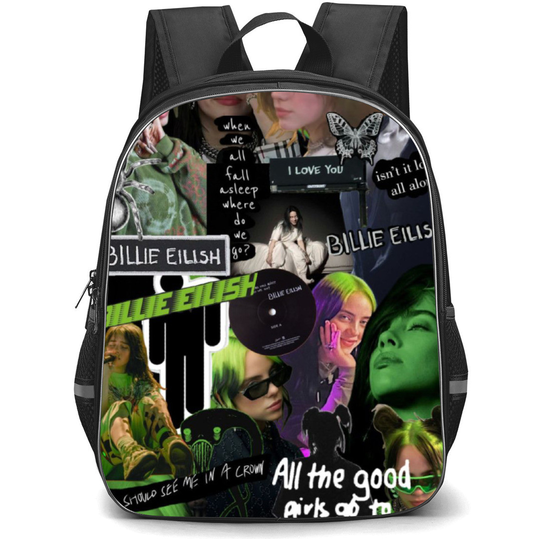 Billie Eilish Backpack Student Pack - Good Girl Go To Hell Quote Collage