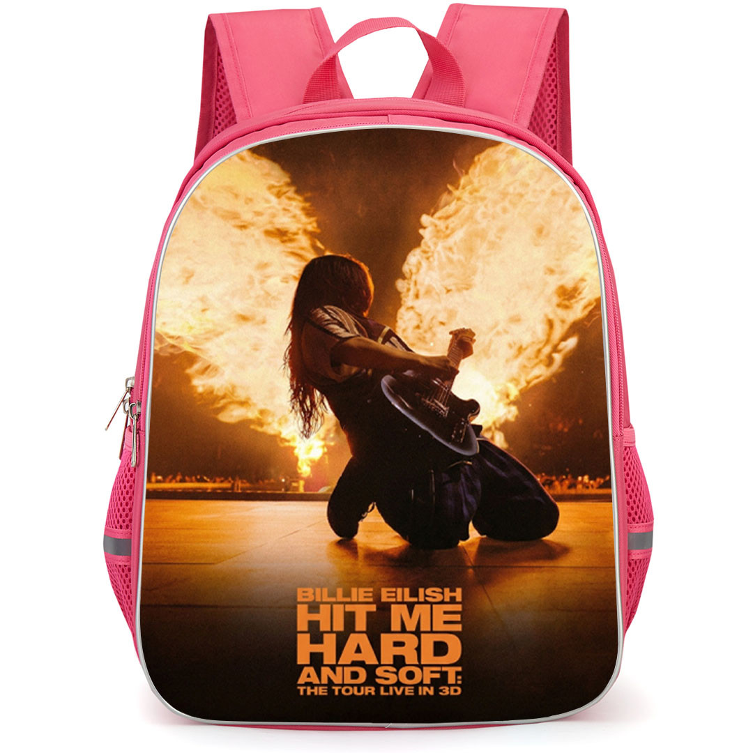 Billie Eilish Hit Me Hard and Soft The Tour Backpack School Bag StudentPack - Billie Eilish Hit Me Hard and Soft The Tour Guitar Fire Concert Poster