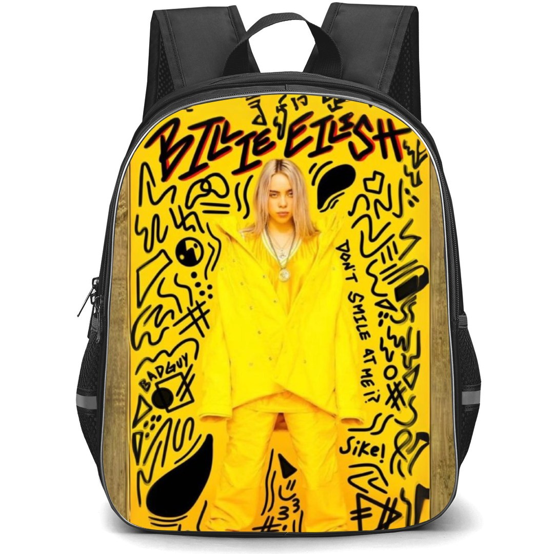 Billie Eilish Backpack Student Pack - Portrait Doodle Yellow Background