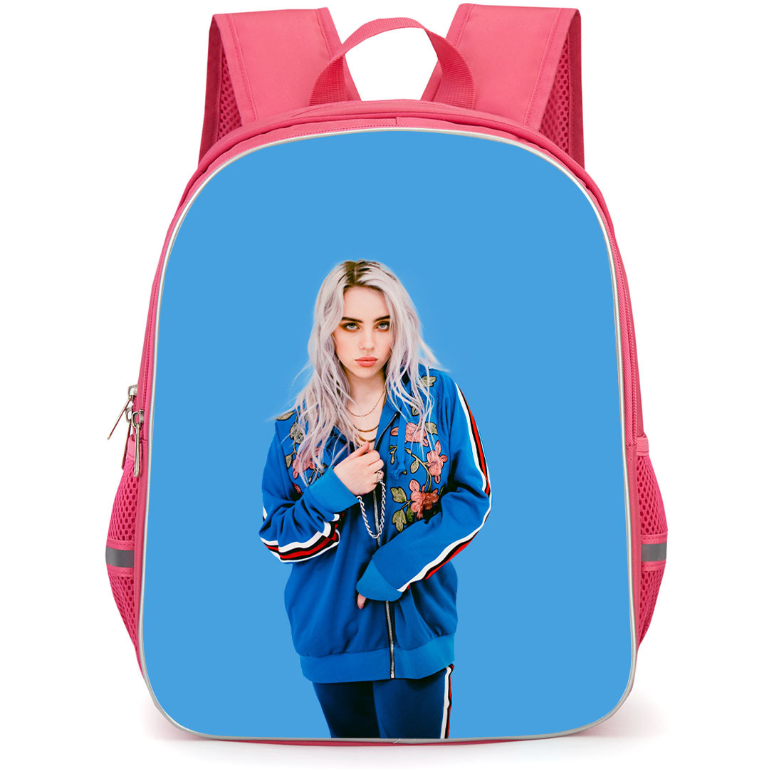 Billie Eilish Beyonce Backpack StudentPack - Billie Eilish Standing On Blue Background