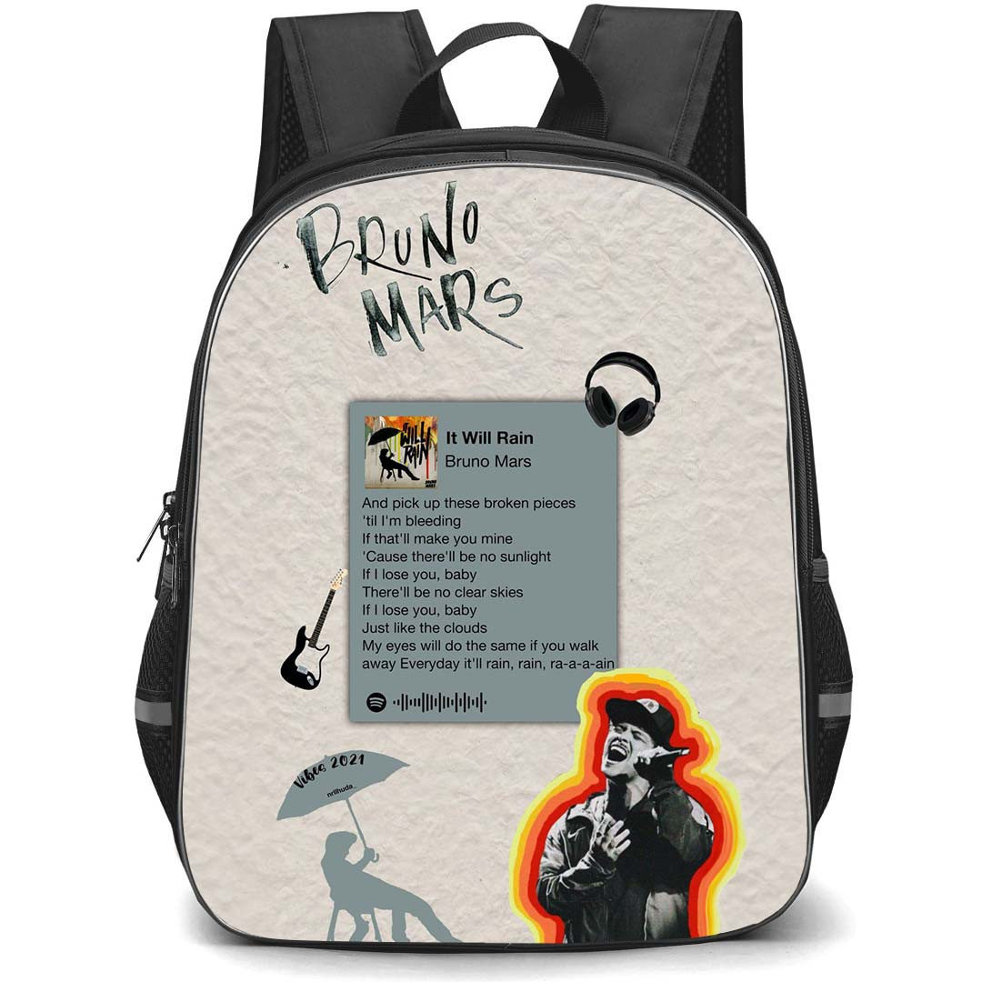 Bruno Mars Backpack StudentPack - Bruno Mars It Will Rain Lyrics Graphic Art Poster