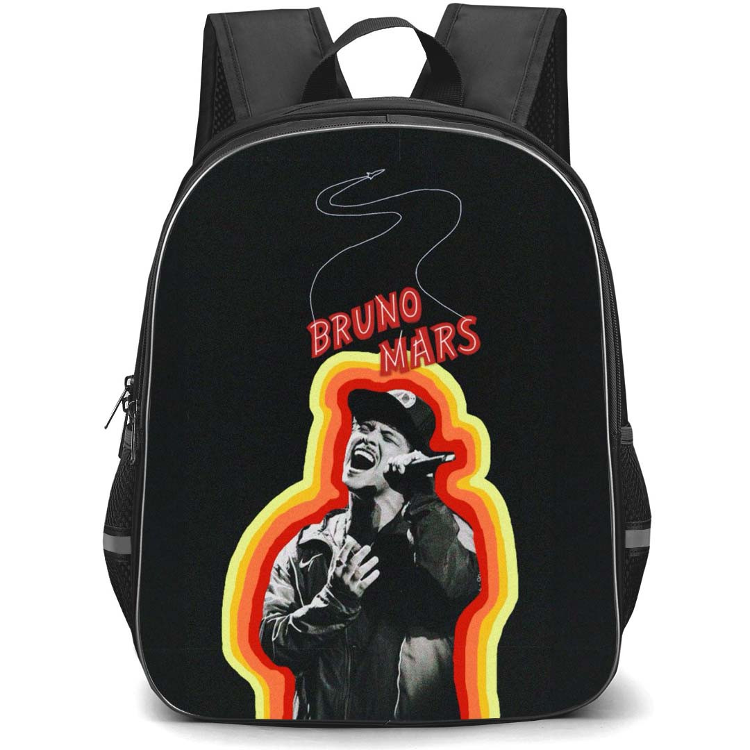 Bruno Mars Backpack StudentPack - Bruno Mars Singing Grayscale On Black Background