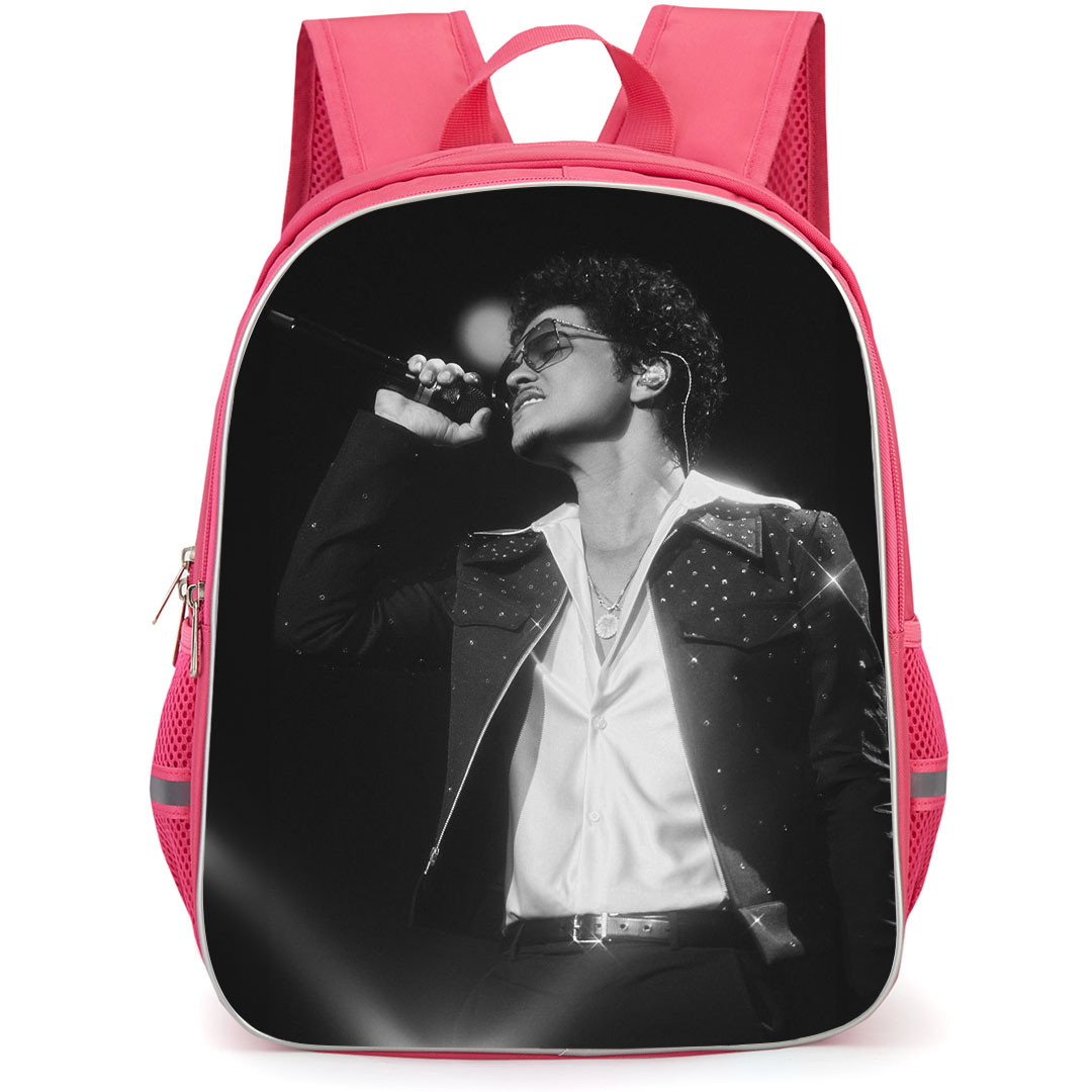 Bruno Mars Backpack StudentPack - Bruno Mars Singing Grayscale Poster