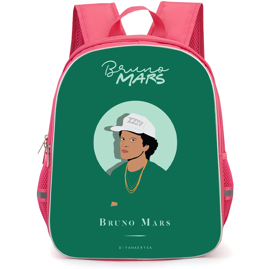 Bruno Mars Backpack StudentPack - Bruno Mars Vector Art On Green Background