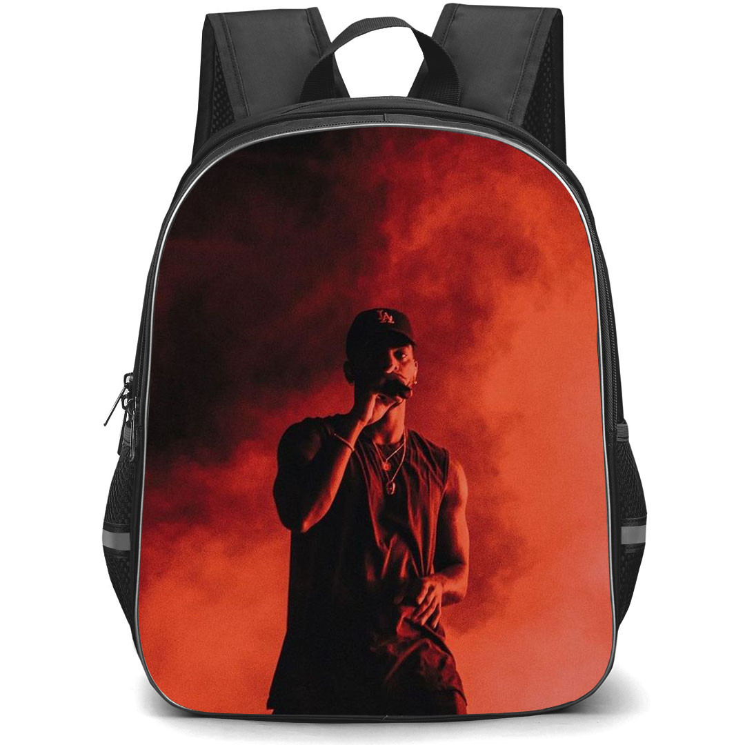 Bryson Tiller Backpack StudentPack - Bryson Tiller Perform On Dark Red Smoky Background