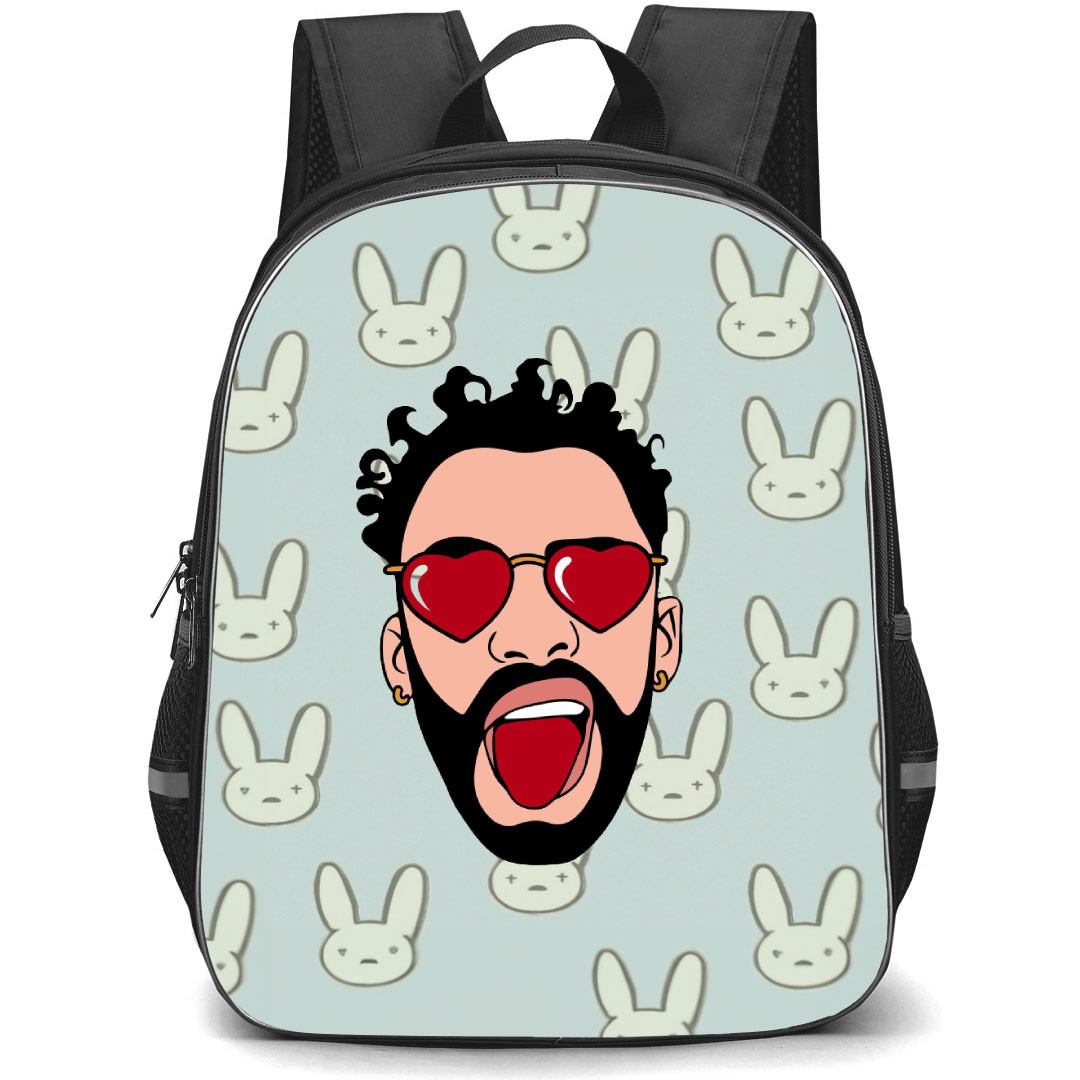 Bad Bunny Backpack StudentPack - Bad Bunny Avatar With Heart Glasses